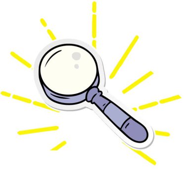 Basit bir döngü çizilmiş el çizimi bir büyüteç karikatürü.