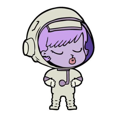 Basit bir çizgi film karakteri güzel astronot kız.