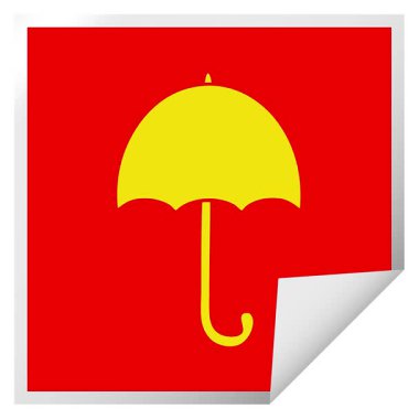 Açık şemsiyeli basit bir kare kabuklu çıkartma çizgi filmi.