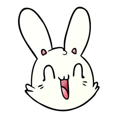 Basit bir çizgi film çizgi filmi. Çılgın mutlu tavşan surat.