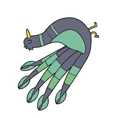 Basit bir döngülü çizgi film tavus kuşu.