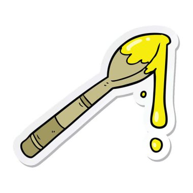 Basit bir çizgi film yapıştırması. Bir kaşık dolusu bal.