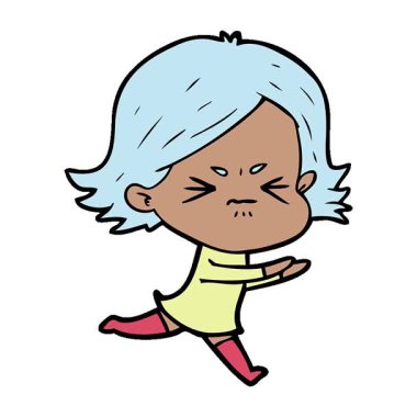 Basit bir çizgi film karakteri, kızgın bir kız.