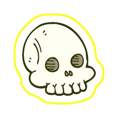 Basit bir çizgi film karikatürü cadılar bayramı kafatası.