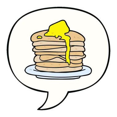 Konuşma baloncuklu basit bir çizgi film krep yığını