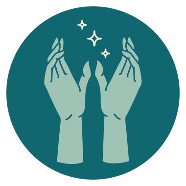 Basit bir döngü ikonik dövme stili mistik eller.