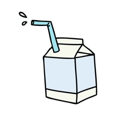 Basit bir döngü çizilmiş çizgi film çizilmiş el. Süt karikatürü çizilmiş.