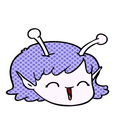 Basit bir döngülü çizgi film uzaylı kız yüzü.