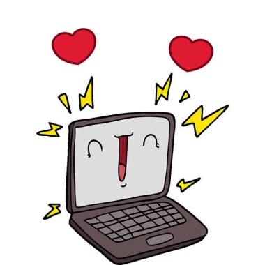 Basit bir çizgi film animasyon dizüstü bilgisayarı