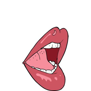 Basit bir çizgi film çizgi filmi gibi ağzını aç.