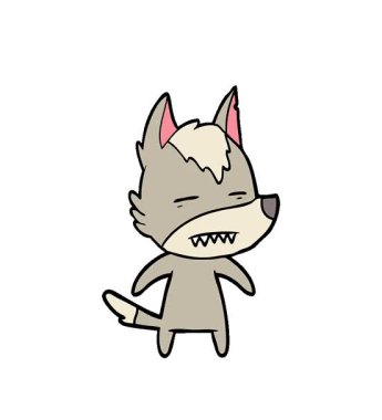 Dişlerini gösteren basit bir çizgi film kurdu.