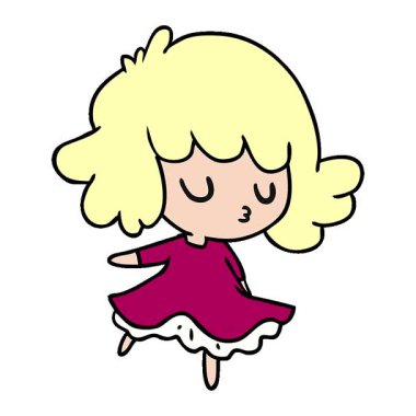 Basit bir kawaii kızı çizilmiş serbest çizim animasyonu.