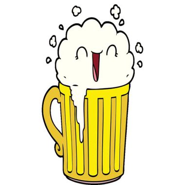 Basit bir çizgi film karakteri bira kupası.