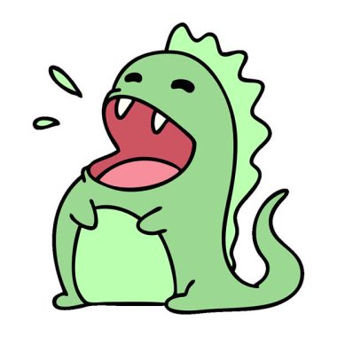 Mutlu bir dinozorun basit bir çizgi filmi.