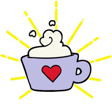 Basit bir döngü çizilmiş el çizimi çizgi film tarzı kahve fincanı.