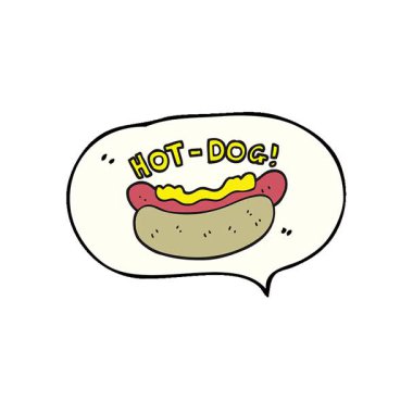 Basit bir döngü çizimi serbest konuşma balonu çizgi filmi hotdog