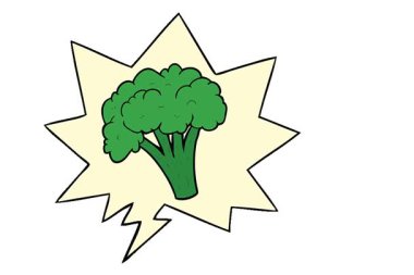 Konuşma baloncuklu basit bir çizgi film brokolisi