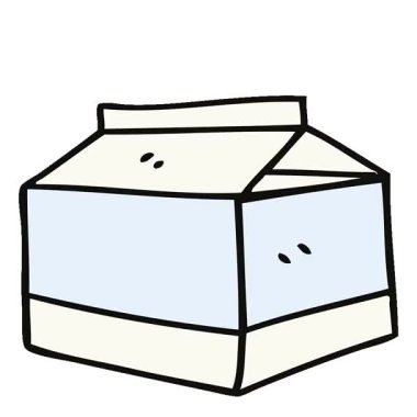 Basit bir döngü çizilmiş çizgi film çizilmiş el. Süt karikatürü çizilmiş.