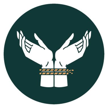 Bir çift bağlanmış elin basit bir döngü ikonik dövme görüntüsü