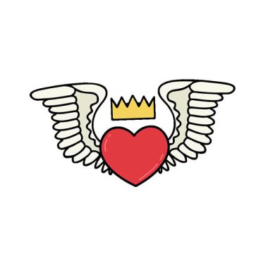 Geleneksel kanatlı kalp şeklinde basit bir döngü dövmesi.