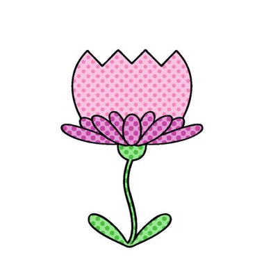 Bir çiçeğin basit bir çizgi roman tarzı çizgi filmi.