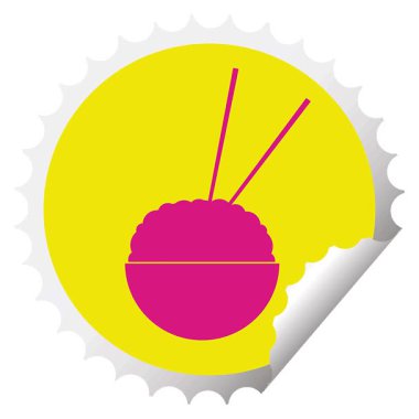 Basit bir döngülü pirinç kasesi dairesel soyma etiketi illüstrasyonu