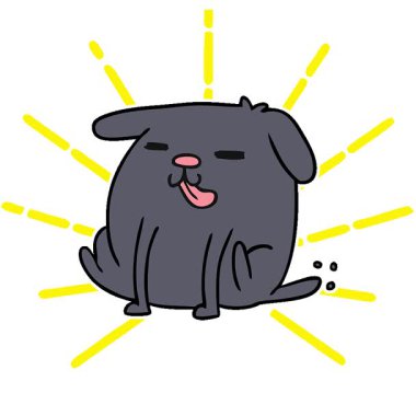 Tatlı bir köpeğin basit bir çizgi film çizimi kawaii.