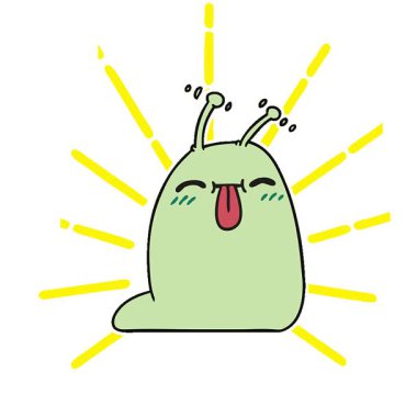Mutlu bir kawaii sümüklü böceğinin basit bir serbest çizim çizimi.