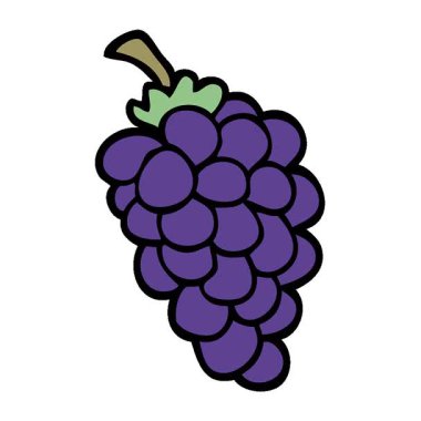 Basit bir çizgi film çizgi filmi çizimi. Üzüm demeti.