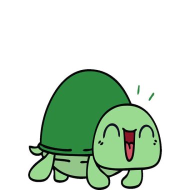 Basit bir çizgi film karakteri kaplumbağası çizimi.