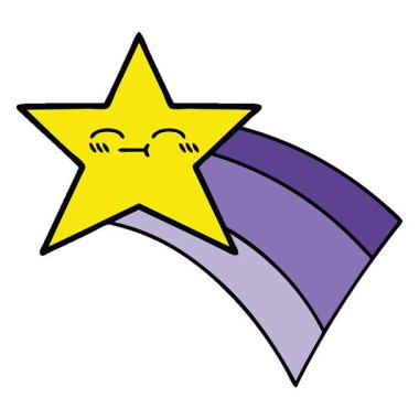 Kayan bir gökkuşağı yıldızının basit bir çizgi filmi.