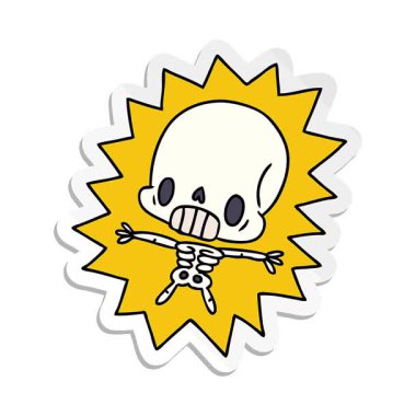 Basit bir döngü canlandırmalı çizgi film çizimi Kawaii 'nin elektrik çarpması sonucu oluşan iskelet.