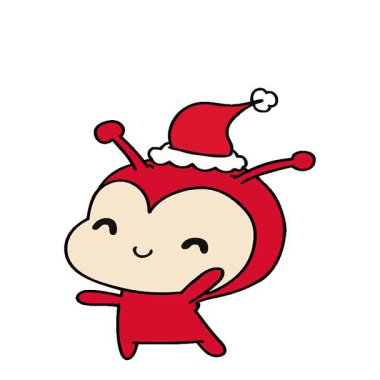 Kawaii Hanım Böceği 'nin Noel karikatürünü çizmiş basit bir döngü animasyonu.