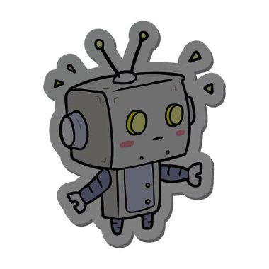 Çizgi film robotunun basit bir döngü animasyon çıkartması