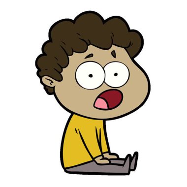 Basit bir çizgi film karakteri şaşırarak nefes nefese.