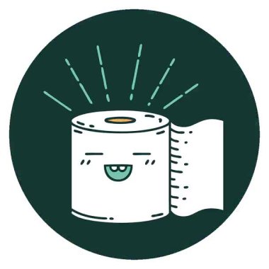 Dövme stili tuvalet kağıdı karakterinin basit bir döngü canlandırma simgesi