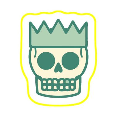 Basit bir döngü ikonik dövme şekli. Kafatası ve taç.