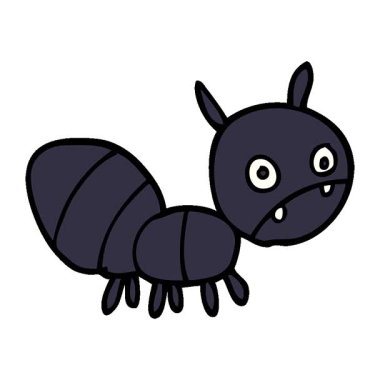 Basit bir çizgi film animasyonu. Endişeli karınca.