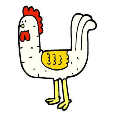 Basit bir döngü hareketli el çizimi çizgi film stili horoz.