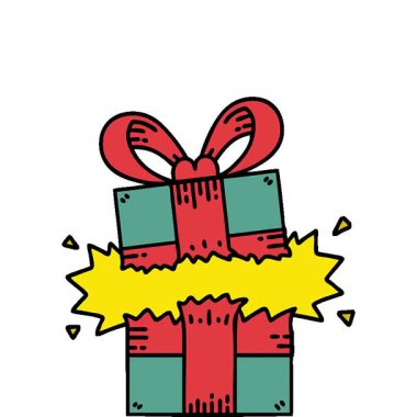 Geleneksel bir hediye şeklinde basit bir döngü animasyon dövmesi