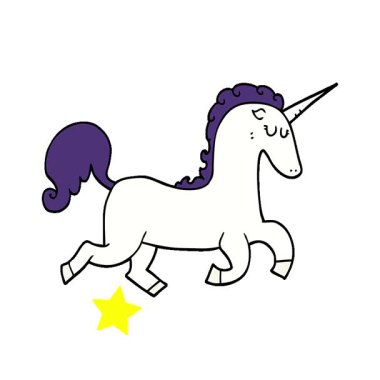 Basit bir döngülü çizgi film tek boynuzlu atı.