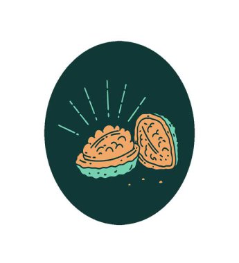 Dövme stili ceviz kabuklu basit bir canlandırma simgesi