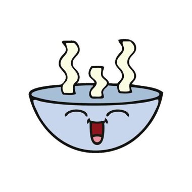 Bir kase sıcak çorbanın basit bir çizgi filmi.