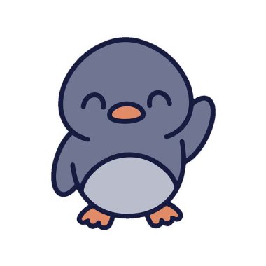 Basit bir döngülü sevimli çizgi film pengueni.