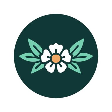 Bir çiçeğin basit bir ikonik dövme görüntüsü