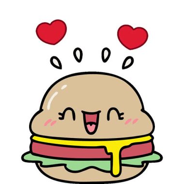 Lezzetli bir hamburgerin basit bir çizgi filmi.