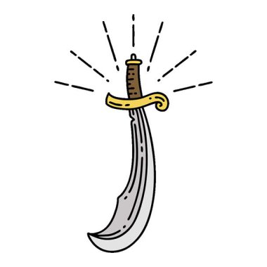 Geleneksel dövme stili kılıcın basit bir canlandırması.