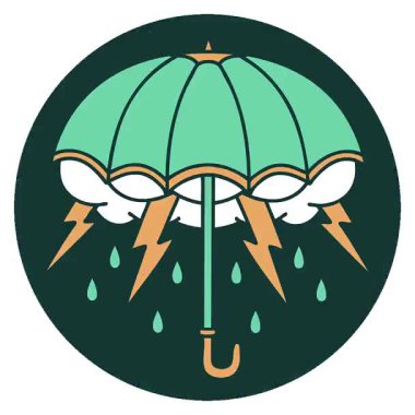 Basit bir döngü animasyon ikonik dövme görüntüsü bir şemsiye