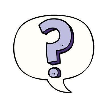 Konuşma baloncuklu basit bir çizgi film soru işareti