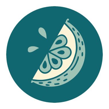 Bir dilim limonun basit bir ikonik dövme görüntüsü.